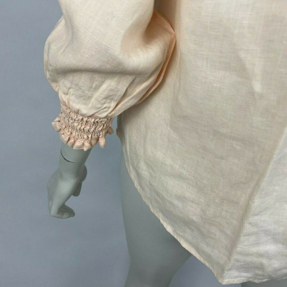 Anthropologie Cloth & Stone 100% Linen Blouse Top Tie Front Long Sleeve Women XS - Picture 8 of 11